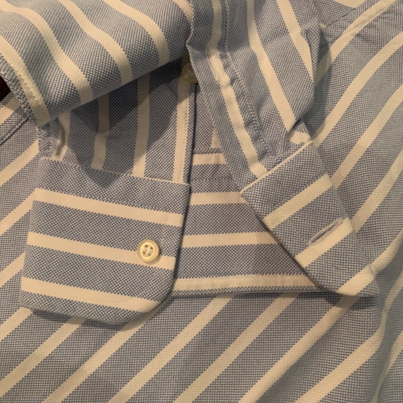 GRIFONI Men's long sleeves woven shirt in blue/white stripes - Picture 4 of 8